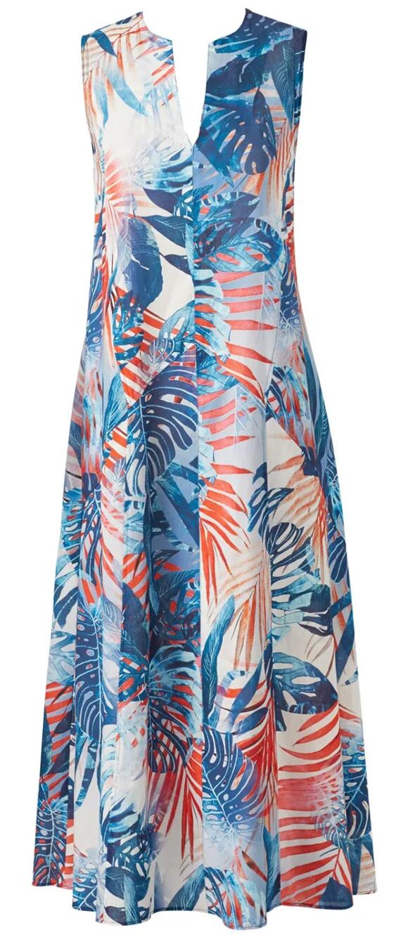 Fuzzi Red White Blue Midi Dress MEDIUM Vacation Cotton Italian Designer $740